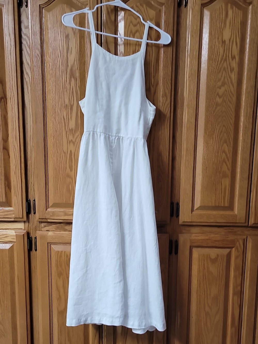 Lands' End 100% Linen White Sleeveless Maxi Dress - Picture 6 of 6